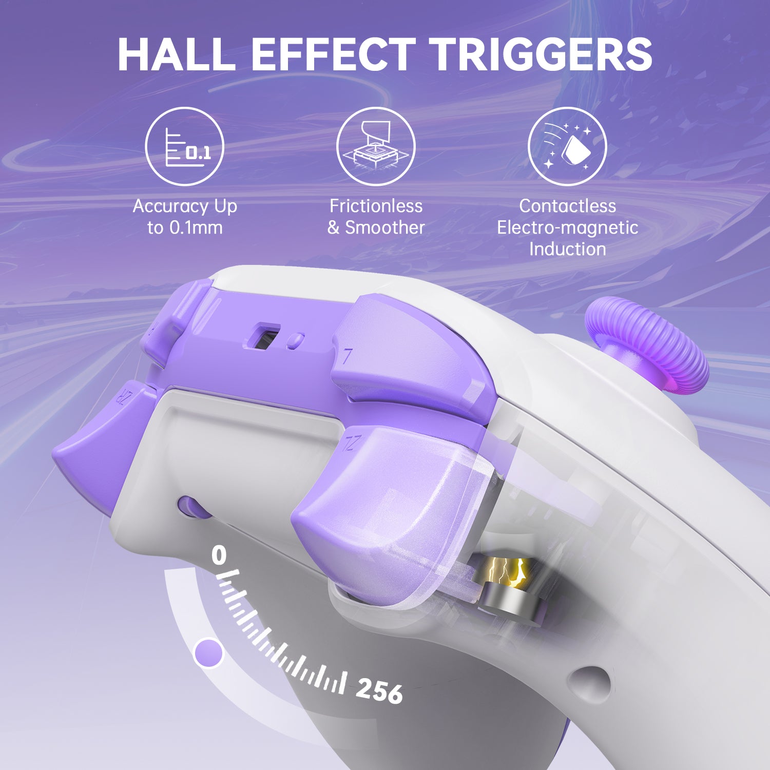 Wireless Game Controller with Hall Effect Joysticks Triggers(No Drift), Bluetooth Gamepad for Nintendo Switch, Windows PC iOS Android Steam with Headphones Jack/Programmable/Turbo/Wakeup Purpel Wireless Game Controller with Hall Effect Joysticks Triggers(No Drift), Bluetooth Gamepad for Nintendo Switch, Windows PC iOS Android Steam with Headphones Jack/Programmable/Turbo/Wakeup Purpel